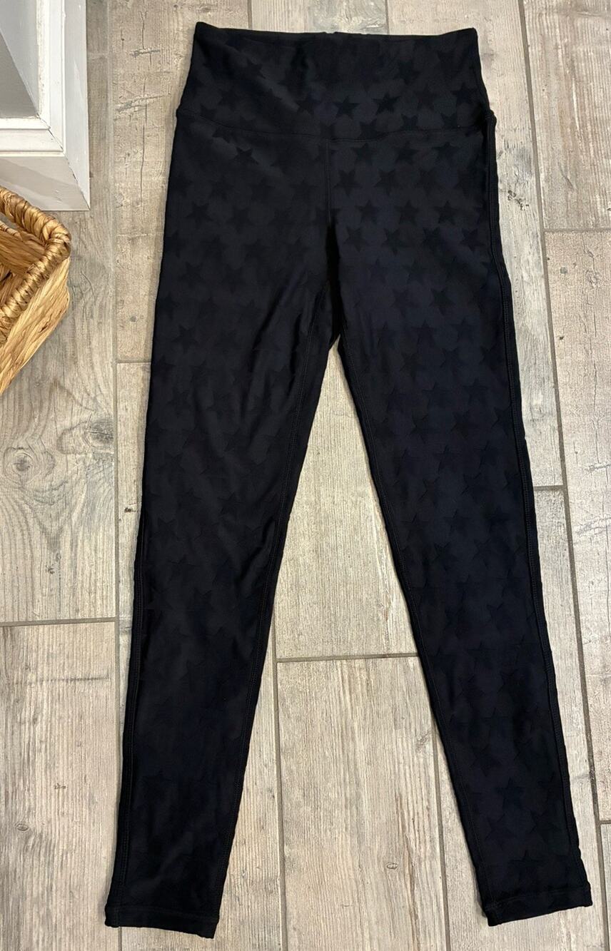 NWT Mono B Black Star Catcher Textured Jacquard Leggings High Waist Small